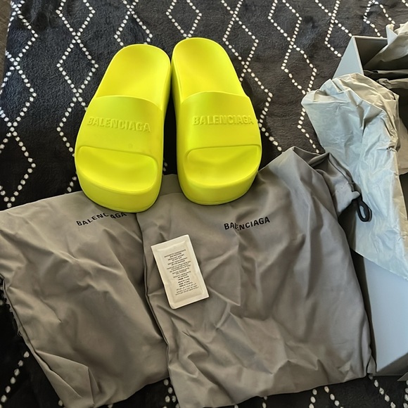 Balenciaga chunky slide rubber logo acide lime size C 36 - Picture 6 of 16